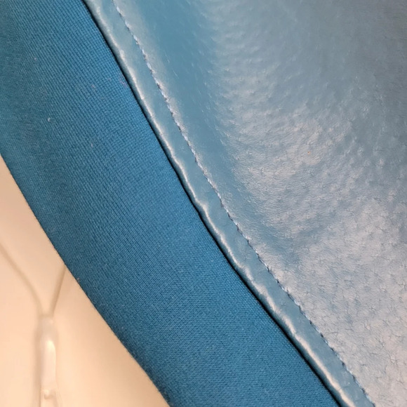 Jessica London Leather Moto Style Jacket / Turquoise / Size Medium - Picture 8 of 8